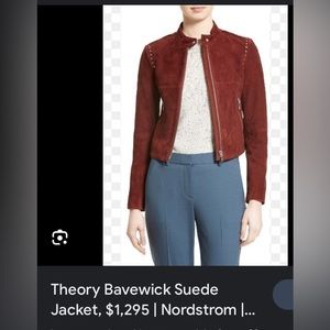 Theory Bavewick Wilmore Studded Suede Jacket in Chili